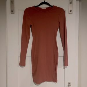 Burnt orange body con dress